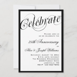 Elegante Schwarz-Weiß-Jubiläum-Party Einladung