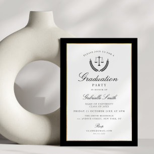 Elegante Schwarz-Weiß-Jurastudium Einladung