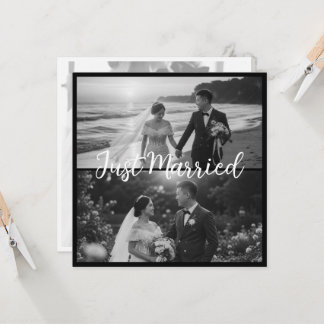 Elegante Schwarz-Weiß-Just-Married-Hochzeit