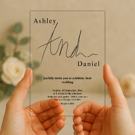 Elegante Schwarz-Weiß-Kalligraphie, einfache Hochz Acryleinladungen