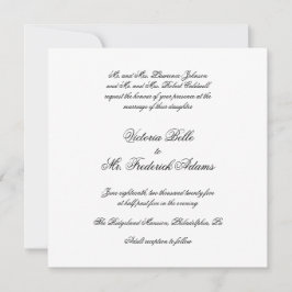 Elegante Schwarz-Weiß-Kalligraphie-Hochzeit Einladung