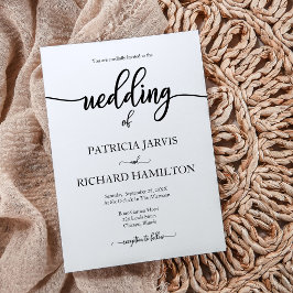 Elegante Schwarz-Weiß-Kalligraphie-Hochzeit Einladung