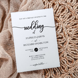 Elegante Schwarz-Weiß-Kalligraphie-Hochzeit Einladung