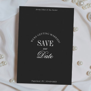 Elegante Schwarz-Weiß-Karte zur elegant Hochzeitse Save The Date