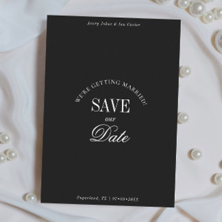 Elegante Schwarz-Weiß-Karte zur elegant Hochzeitse Save The Date