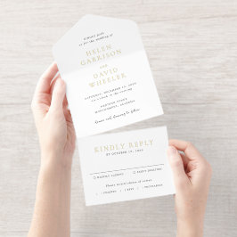 Elegante Schwarz-Weiß-Klassische Hochzeit All-in-One-Einladung