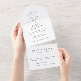 Elegante Schwarz-Weiß-Klassische Hochzeit All In One Einladung