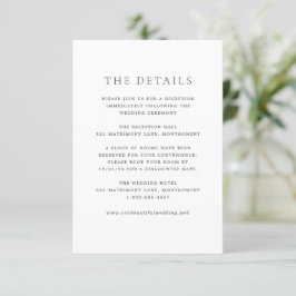 Elegante Schwarz-Weiß-Klassische Hochzeit Begleitkarte