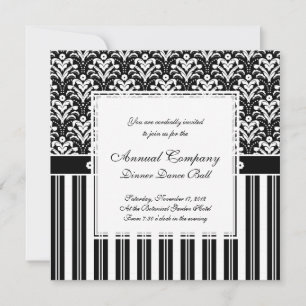 Elegante Schwarz-Weiß-Kunst, Dichtung und Musik Einladung