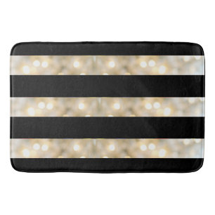 Elegante Schwarz-Weiß-Lichter Streifen Chic Modern Badematte