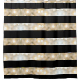 Elegante Schwarz-Weiß-Lichter Streifen Chic Modern Duschvorhang