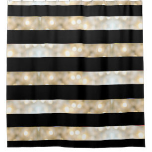 Elegante Schwarz-Weiß-Lichter Streifen Chic Modern Duschvorhang