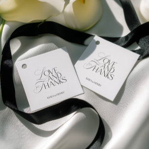 Elegante Schwarz-Weiß-Liebe-und-Dank-Hochzeit Geschenkanhänger