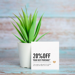 Elegante Schwarz-weiß Line Imitats Goldenes Herz Rabattkarte