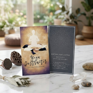 Elegante Schwarz-Weiß-Lotus- und Yoga-Meditationsp Visitenkarte