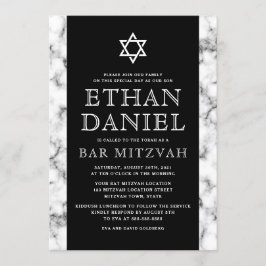 Elegante Schwarz-Weiß-Marmor-Textur Bar mitzvah Einladung