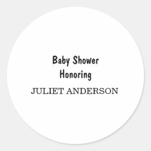 Elegante Schwarz-Weiß-Minimalistische Babydusche Runder Aufkleber