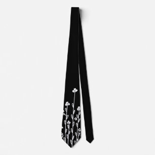 Elegante Schwarz-weiß-minimalistische Doodle-Wildb Krawatte