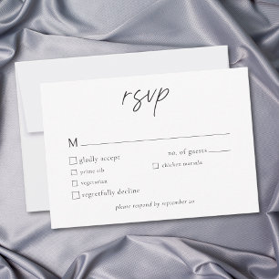 Elegante Schwarz-Weiß-Minimalistische Hochzeit RSVP Karte