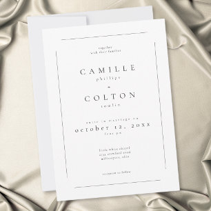 Elegante Schwarz-Weiß-Minimalistische Moderne Hoch Einladung