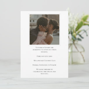 Elegante Schwarz-Weiß-Moderne-Foto-Hochzeit Save The Date