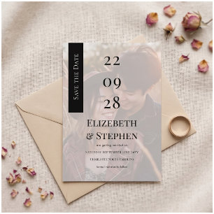 Elegante Schwarz-Weiß-Moderne-Foto-Save-the-Date-H Einladung