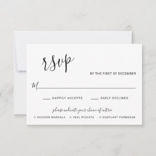 Elegante Schwarz-Weiß-Moderne Hochzeit RSVP Karte
