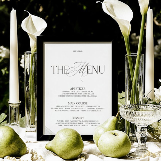Elegante Schwarz-Weiß-Moderne-Hochzeitsbar-Speisek (Elegant Black & White Modern Wedding Bar Menu)