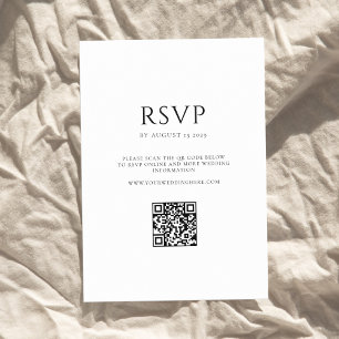Elegante Schwarz-Weiß-Moderne Minimalistische Hoch RSVP Karte