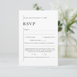 Elegante Schwarz-Weiß-Moderne Typografie Hochzeit RSVP Karte