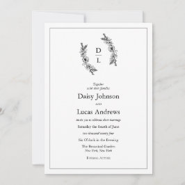 Elegante Schwarz-Weiß-Monogram-Einladung zur Hochz Einladung