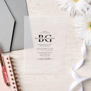 Elegante Schwarz-Weiß-Monogramm-Initialen Hochzeit