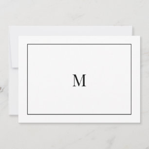 Elegante Schwarz-Weiß-Monogramm-Notizkarte Mitteilungskarte