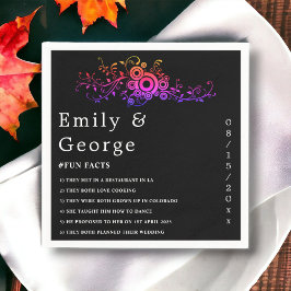 Elegante Schwarz-Weiß-Neon-Foliage-Hochzeit im Her Serviette