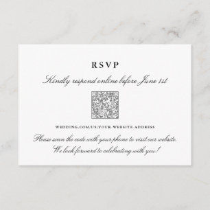 Elegante Schwarz-Weiß-Online-RSVP-QR-Code Begleitkarte