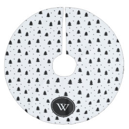 Elegante Schwarz-Weiß-Pine-Bäume Personalisiert Polyester Weihnachtsbaumdecke