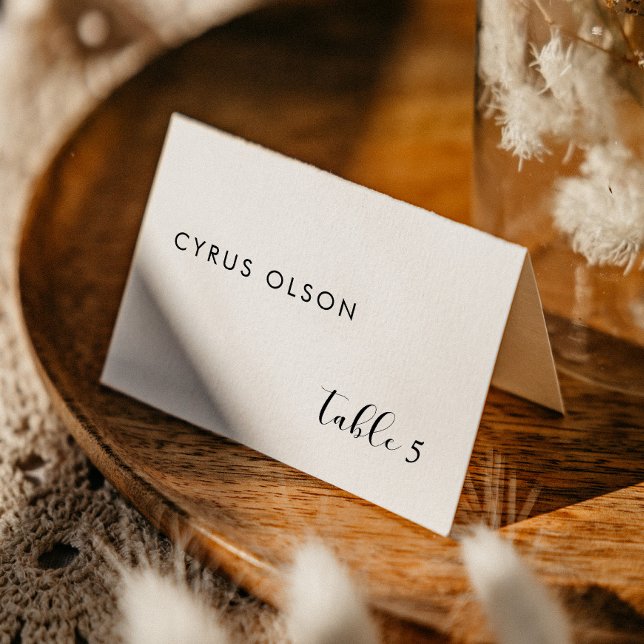 Elegante Schwarz-Weiß-Place-Namenskarte Tischnummer (Von Creator hochgeladen)