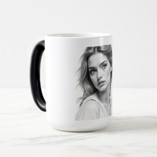 Elegante Schwarz-Weiß-Portrait-Tasse Verwandlungstasse