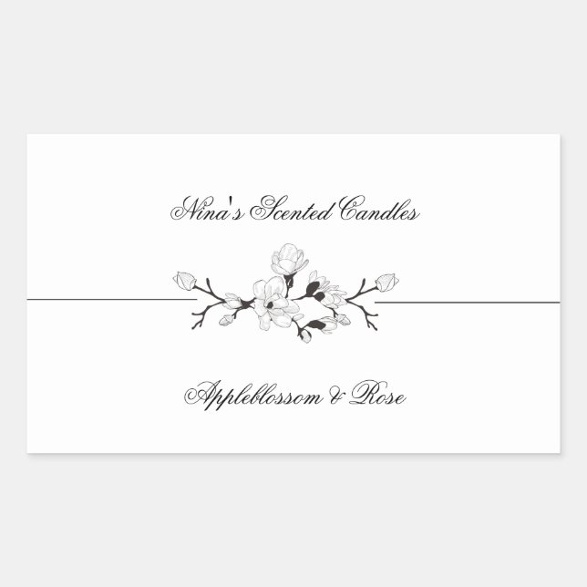 Elegante Schwarz-Weiß-Produktetiketten Rechteckiger Aufkleber (Vorderseite)