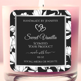 Elegante Schwarz-Weiß-Produktkennzeichnungen Quadratischer Aufkleber