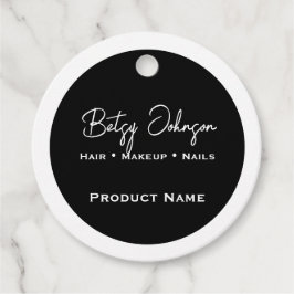 Elegante Schwarz-Weiß-Produkttabelle Geschenkanhänger