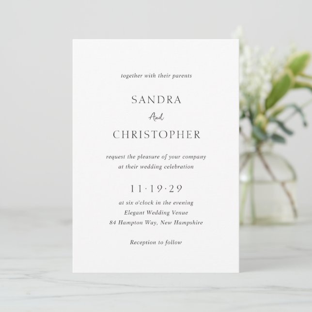 Elegante Schwarz-Weiß-QR-Code-Moderne Hochzeit Einladung (Stehend Vorderseite)
