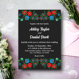 Elegante Schwarz-Weiß-romantische Blumenhochzeit Einladung