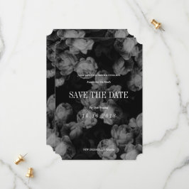 Elegante Schwarz/Weiß Rosen Speichern Sie die Datu Save The Date