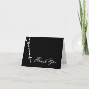 Elegante Schwarz-Weiß-Rosenkranz-Dankeskarten Dankeskarte