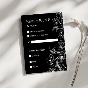 Elegante Schwarz-Weiß-RSVP-Karte RSVP Karte