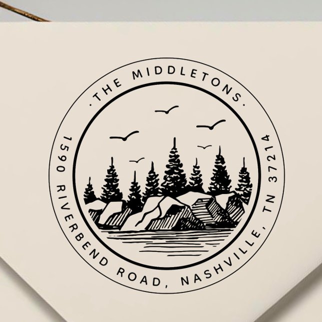 Elegante Schwarz-Weiß-Rücksendeadresse Gummistempel (Von Creator hochgeladen)