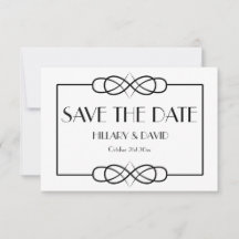 Elegante Schwarz-Weiß-Save the Date-Karte