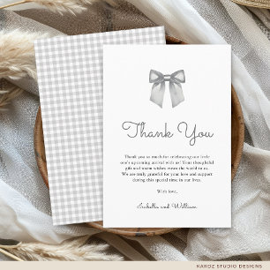 Elegante Schwarz Weiß Schleife Baby Shower Dankeskarte
