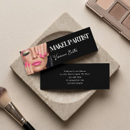 Elegante Schwarz-Weiß-Schrift-Foto-Makeup-Mini Mini Visitenkarte